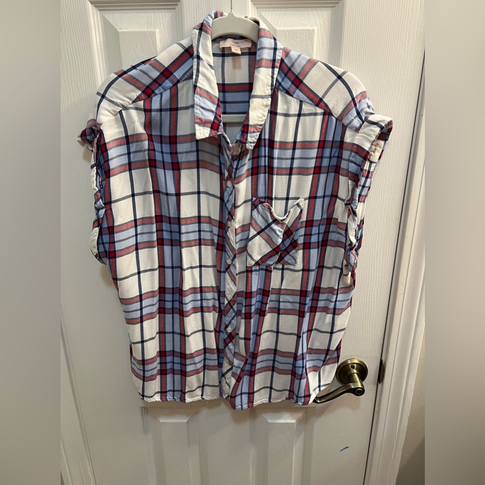 Como Vintage Women’s Sleeveless Plaid Shirt